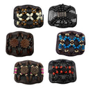 6Pcs  Wood Beads Double Hair Comb Clip Stretchy Hair Combs Ladies Party
