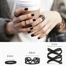 3PCS Women's Punk Black Stack Plain Above Knuckle Ring Midi Finger Tip Rings  lj