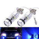 2pcs H3 Auto Replacement 100W 6000K Iceberg Blue LED Fog Driving Light Bulbs