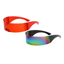 2pcs Futuristic Wrap Visor Sunglasses Robotic Narrow Flat Top Sun Glasses