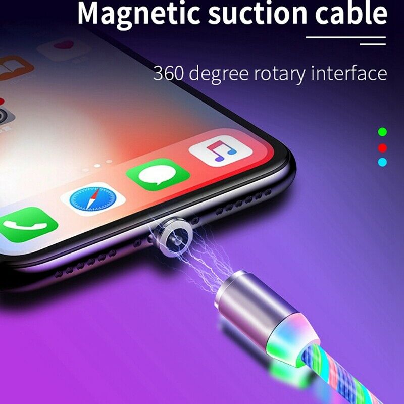 LED Flowing Magnetic Charger Cable Light Up Candy Moving Shining Charger Ph Q8P5