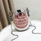 Women PVC Chain Handbag Clear Rivet Beach Shoulder Messenger Bucket Bag/Red