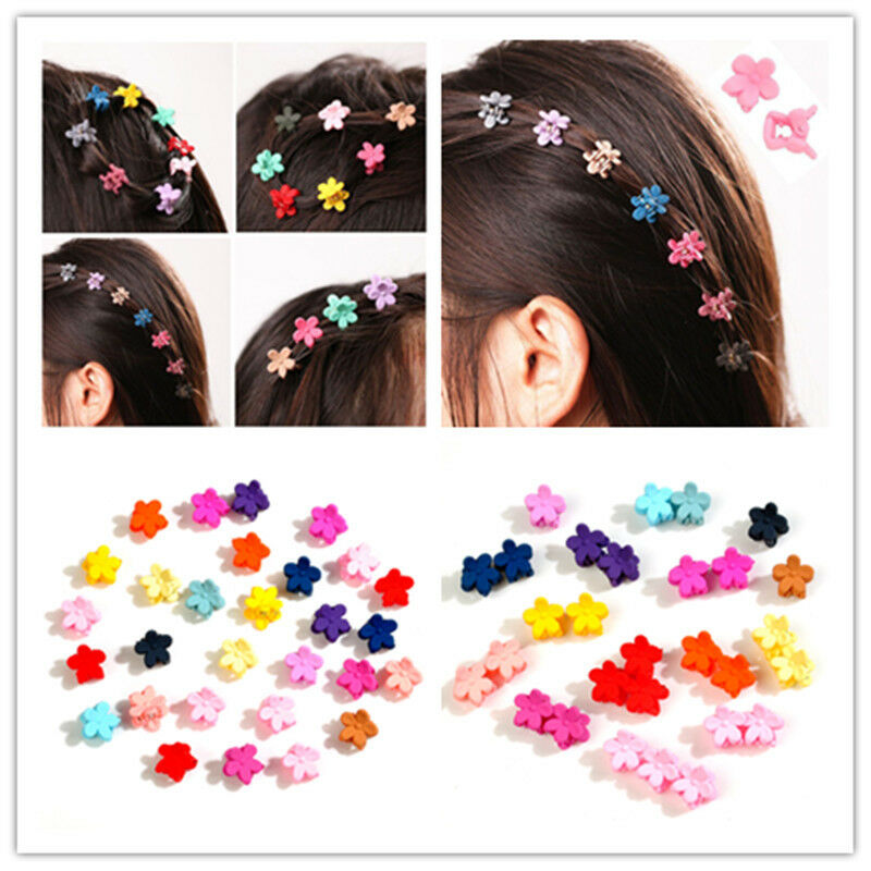30pcs Kids Baby Girls Claw Hairpins Mini Colorful Hair Clips Clamp Flower Style