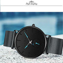 Men Round Dial Bracelet Quartz Watches Strap Waterproof Wristwatch (Blue)