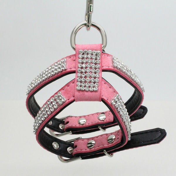 2 Pieces Adjustable Dog Chest Harness Crystal Necklace Artificial Diamond
