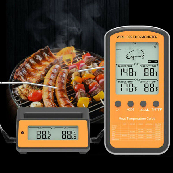 1pc Wireless Remote BBQ Thermometer Dual Probe Digital Cooking MliB Hn