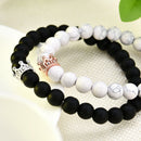 2x King Queen Crown 8mm Beads Bracelets His And Her Friendship Couple Bracelet