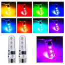 4PC T10 W5W 6 SMD 5050 RGB LED Car Changing Light Reading Bulbs Remote Control