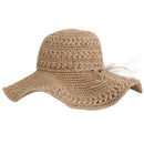 Women Summer Hats Sun Beach Panama Straw Hat Wide Wave Brim Folded Outdoor