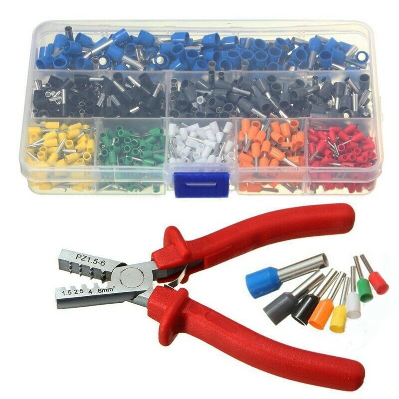 800pcs Cable Wire Terminal Connector with Hand Ferrule Crimper Plier Crimp  V3X2