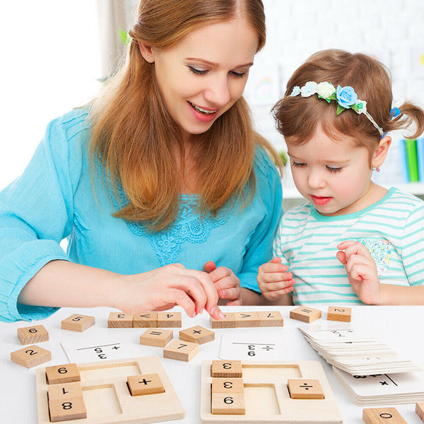Wooden Number Math Calculate Board Montessori Puzzle Kids Educational Toys