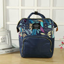 Mummy Maternity Backpacks Plant Print Baby Diaper Shoulder Bags (Blue)