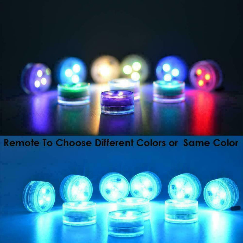 10Pcs Waterproof Remote Control Colored LED Light Boundary Accent EFX Set N6I9