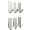 6X Glue Kitchen Wall Door Stainless Steel Square Stick Holder Hook Hanger JR