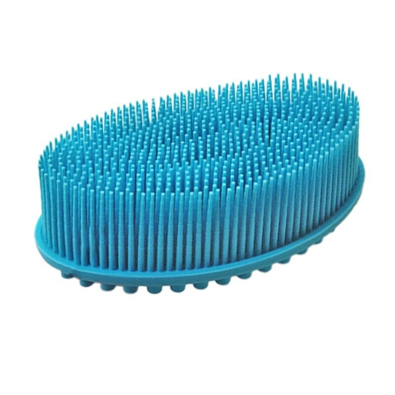 Blue Soft Silicone Body Brush Massage Scrub Bath Brush For Baby Shower Wash G8U6