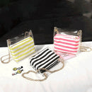 Women'S Composite Bag Metal Chain Pvc Transparent Shoulder Bag Striped Wall