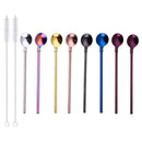 10 Pcs/Set Straw Spoon Reusable Stainless Steel Drinking Spoons Straw with BR6S7