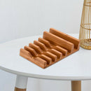 6 Slot Bamboo Multi-Device Charging Station Dock Organizer Office Mobile Ph