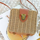 Premium Beach Rattan Bag Small Crossbody Sling Bag Square Straw Bag( Brown)