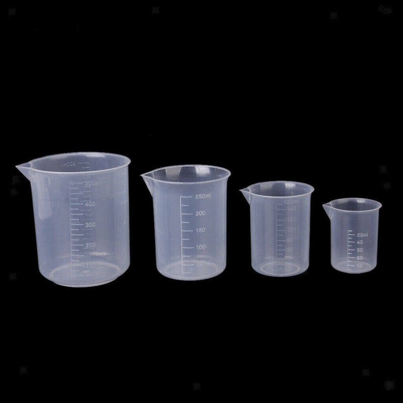4 Pcs Food Grade Plastic Clear Graduated Measuring Cup Beaker Jug Container for