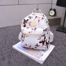 Women Backpack High Quality Floral Printing PU Leather Backpack(white) SN9F