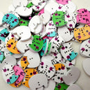 100pcs/Lot Mixed Cartoon CAT Wooden Buttons For Sewing Scrapbooking DIY