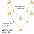 Butterfly Choker Necklace Women Double Layer Pendant Clavicle Chain Jewelry