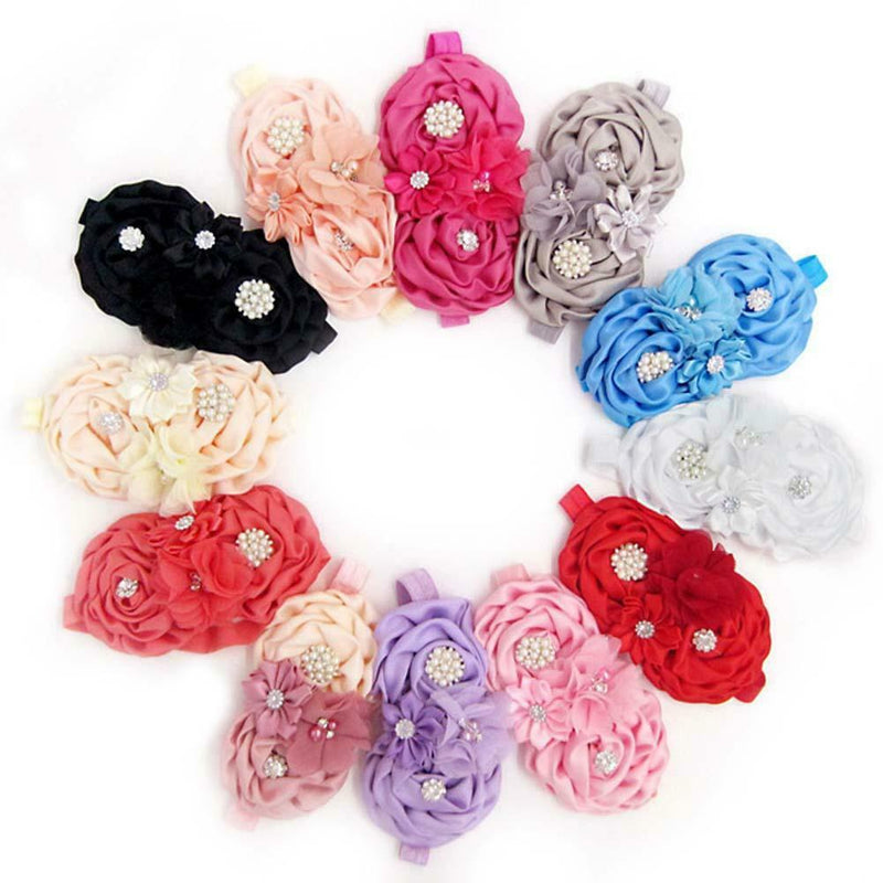 Girls Baby Children Satin Rose Headband Hair Bow Band Acsories