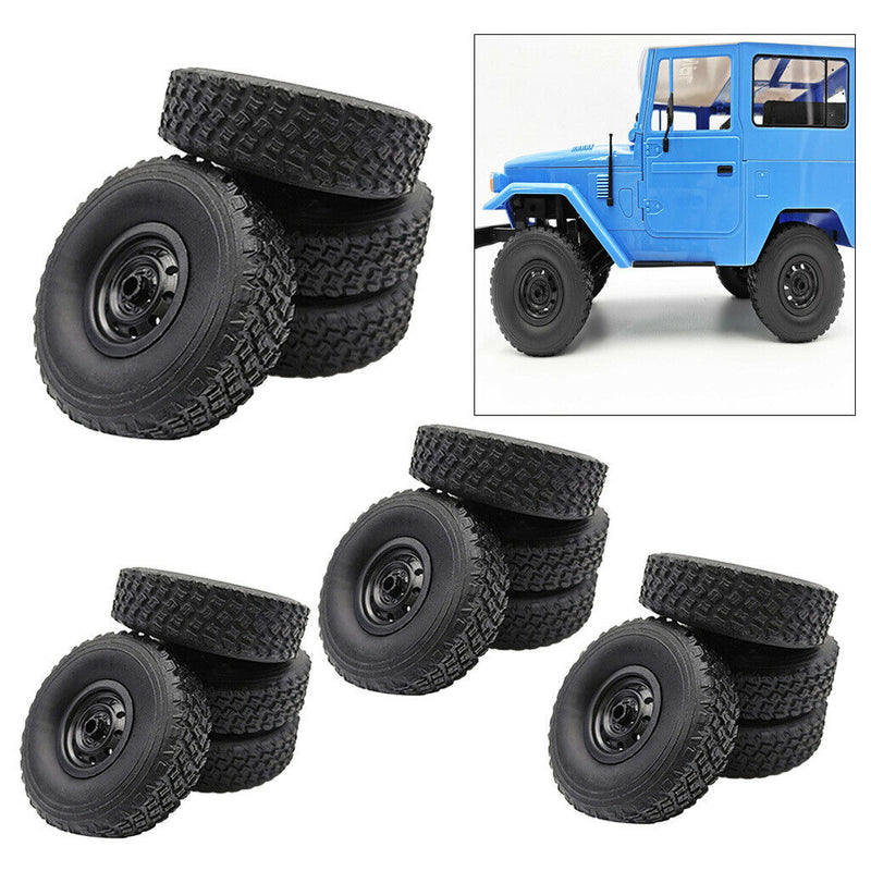 16Pcs RC Car Tire Tyres for WPL B14 B24 B24K C24 B36K Rock Crawler Accs