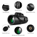12X50 HD Zoom Tripod Monocular Telescope Day/Night Vision Camping Phone Clip