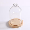 Decorative Glass Dome with Wooden Base - Cloche Bell Jar Display DIY 15cm