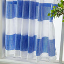 2Pcs Blue_74x60cm Stripe Half Tier Curtain Bathroom Short Curtain