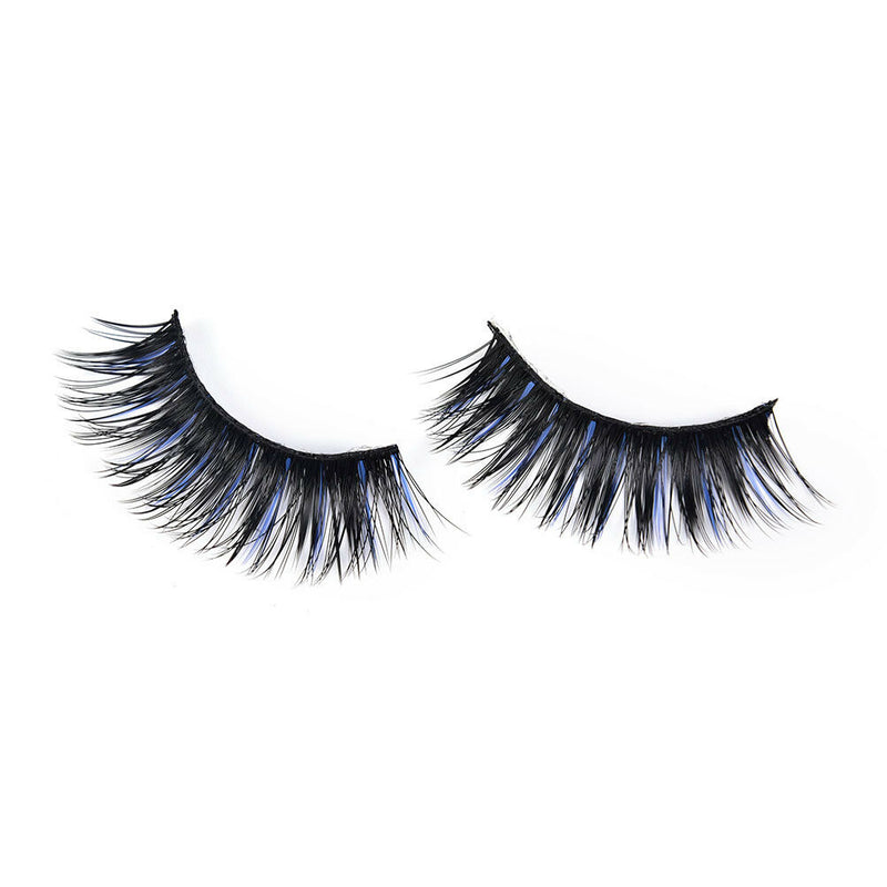 5 Pairs Blue+Black Long Thick Cross False Eyelashes Handmade eye lashes make Bj