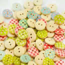 100pcs Mixed Bulk Round Mutil-Colors Dots Wood Buttons Lots Embellish 15MM A0X0