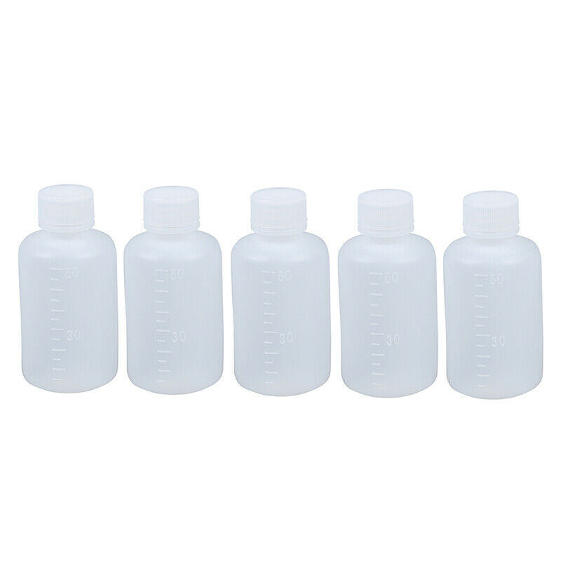 60ml Clear Plastic Cylinder Shaped Chemical Agent Bottle 5 Pcs J4G8