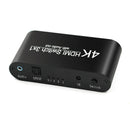 3 Input x 1 Output 4K 4:4:4 HDMI Video Switcher Splitter Adapter w/ 3.5mm Cable