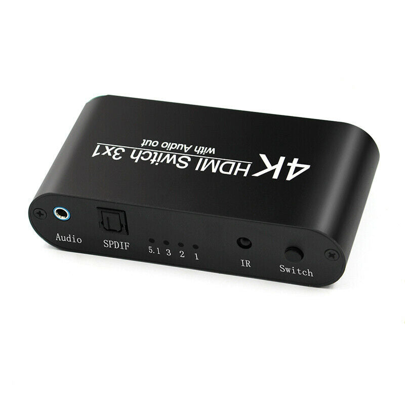 3 Input x 1 Output 4K 4:4:4 HDMI Video Switcher Splitter Adapter w/ 3.5mm Cable