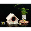 1pcs Natural Wooden Bird Feeding House, Bird Nesting Box + 1pc Hand Woven Bird