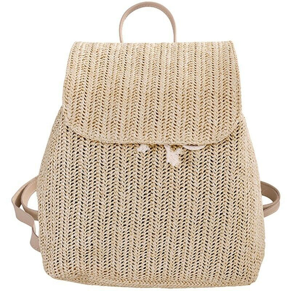 Fashion Straw Woven Backpack Ladies Shoulder Bag Summer Girl Backpack Femal L9I8