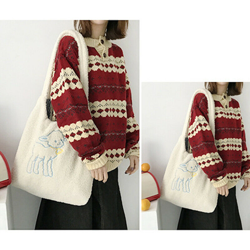 Ladies Large-capacity Shopping Bag Fashion Imitation Lambskin Shoulder BagB_kz