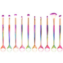 10pcs Fish Tail Foundation Powder Eyeshadow Eyeliner Makeup Brush(Colorful)