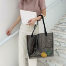 Clear PVC Transparent Shopping Bag Shoulder Handbag Lady Travel Tote (Grey)