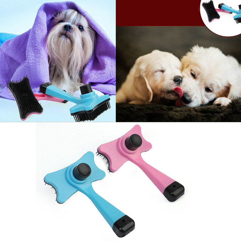 2pcs Pet Dog Cat Puppy Hair Trimmer Comb Brush Slicker Shedding Rake with Push