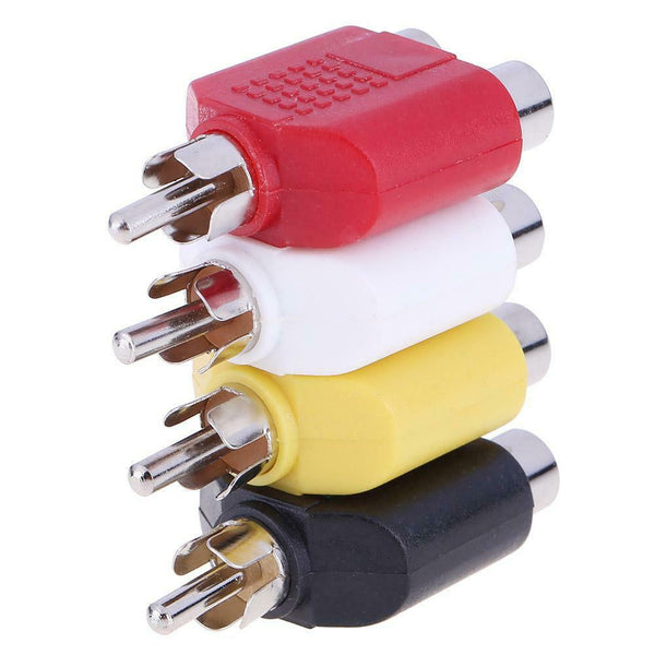 4pcs RCA 7mm Y Splitter AV Audio Video Plug Converters 1Male to 2Female Adapter