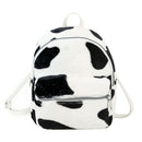 Cow Zebra Print Shoulder Schoolbag Women Girl Plush Mini Backpack (Style 2)