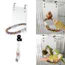 Large Mirror Parakeet Bird Mirror Rope Perch E.