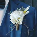 Artificial Calla Flower Corsage Bride Groom Boutonniere Brooch Wedding Decor