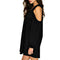 Summer Chiffon Fashion V-neck Women Dress Cold Sleeves Solid Dresses (L)