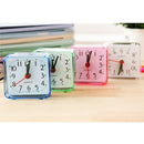 Mini Square Quartz Clock Travel Alarm Clock Bedroom Home Table Clock White
