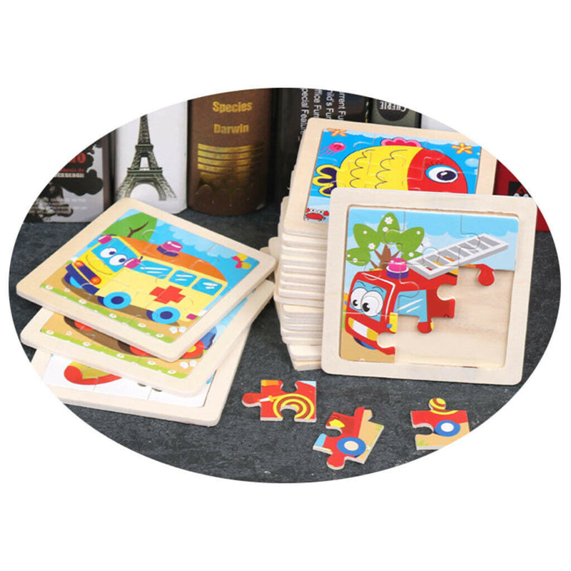 Wooden Animal Puzzle Baby Toldder Preschool Kids Early Education Toys